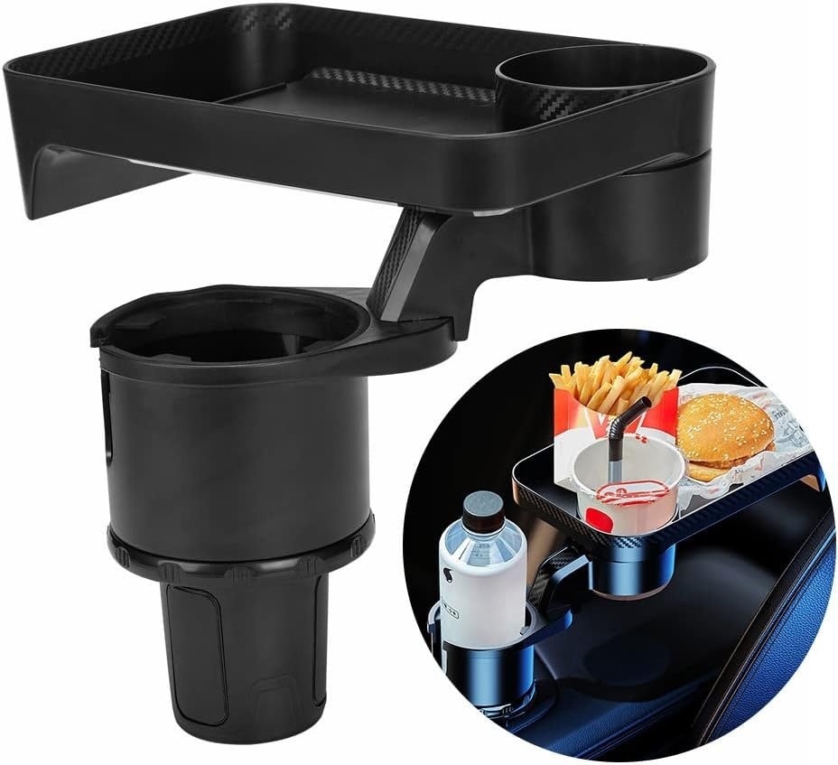 Revolutionary Car Cup Holder Expander with 360 Degree Tray
