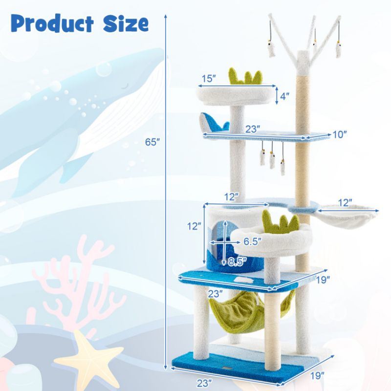 Chic Multi-Level Cat Tower with Oceanic Design