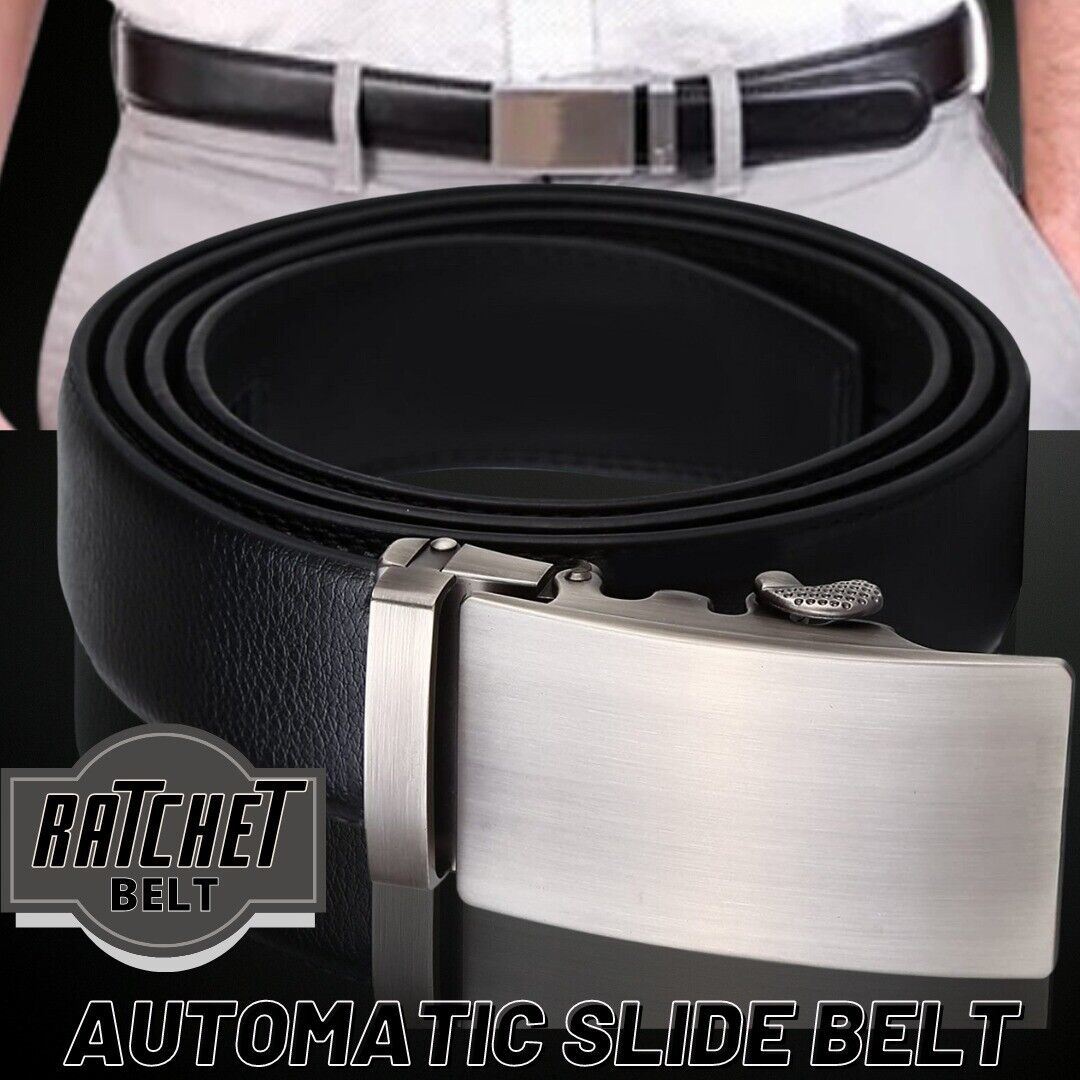 Microfiber Leather Mens Ratchet Belt, Adjustable Automatic Buckle