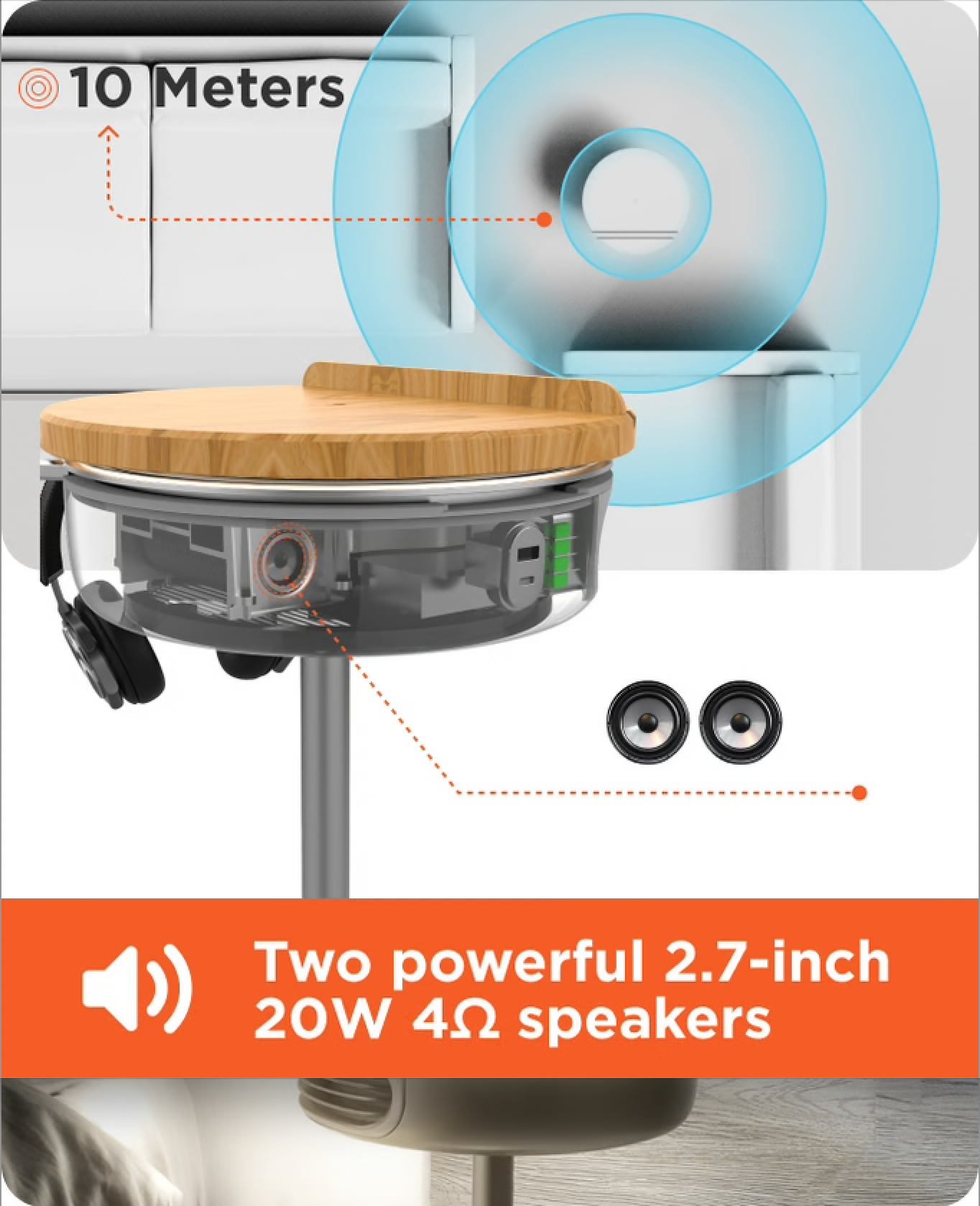 Modular Coffee Table with Built-in Fan, Wireless Charging, Speakers, and More