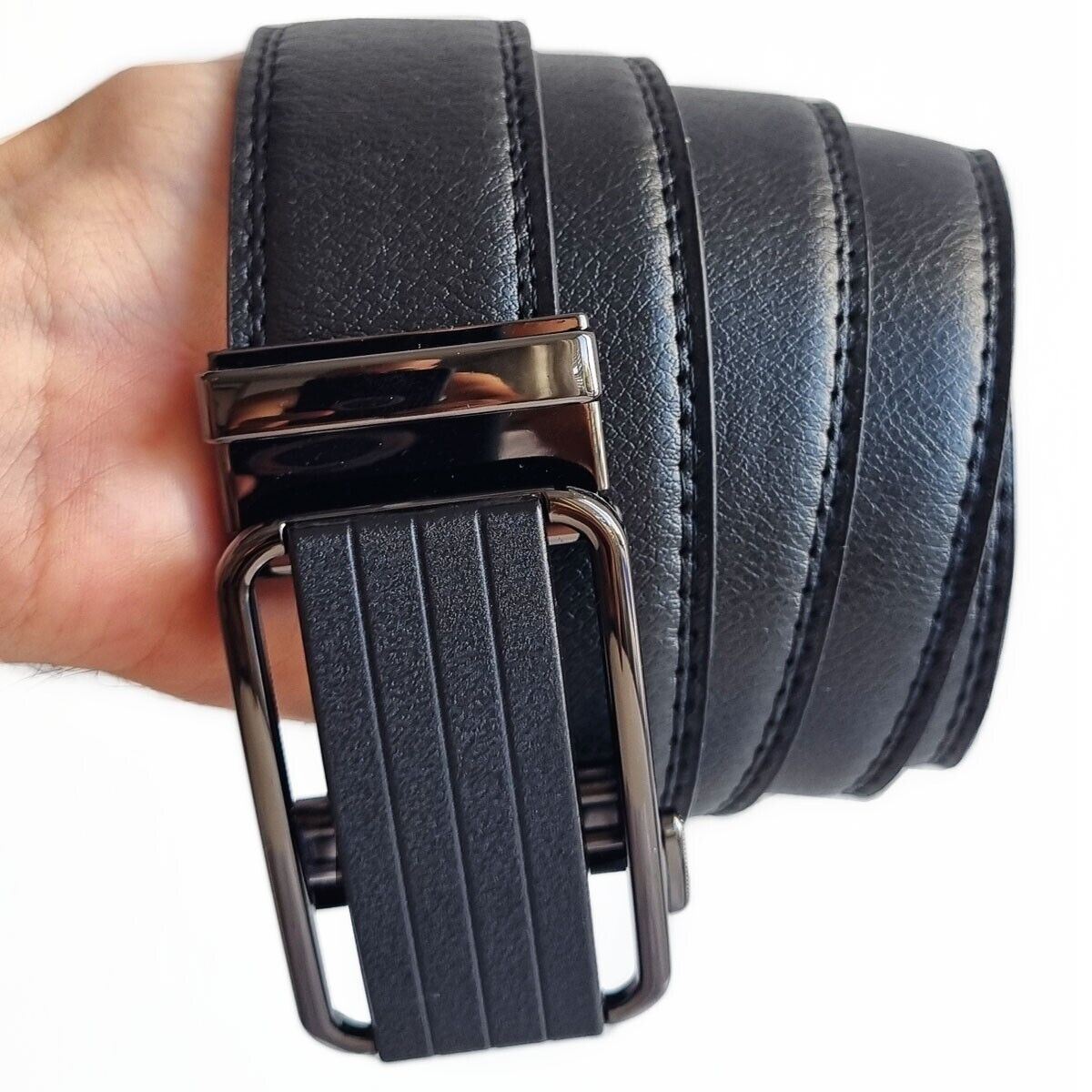 Men's Ratchet Belt Leather with Slide Buckle