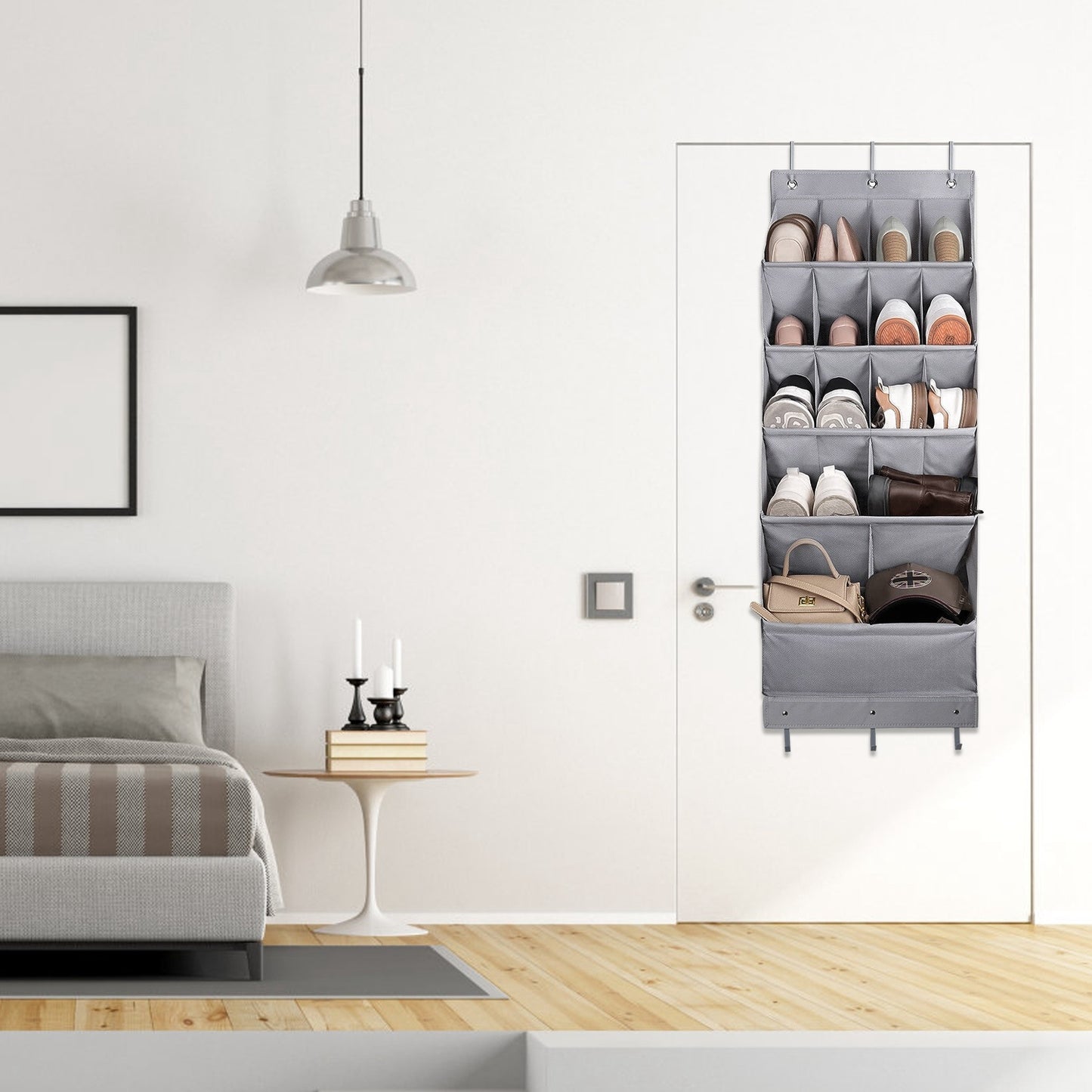 16-Pocket Over The Door Shoe Organizer, 5 Tier Storage Shelves