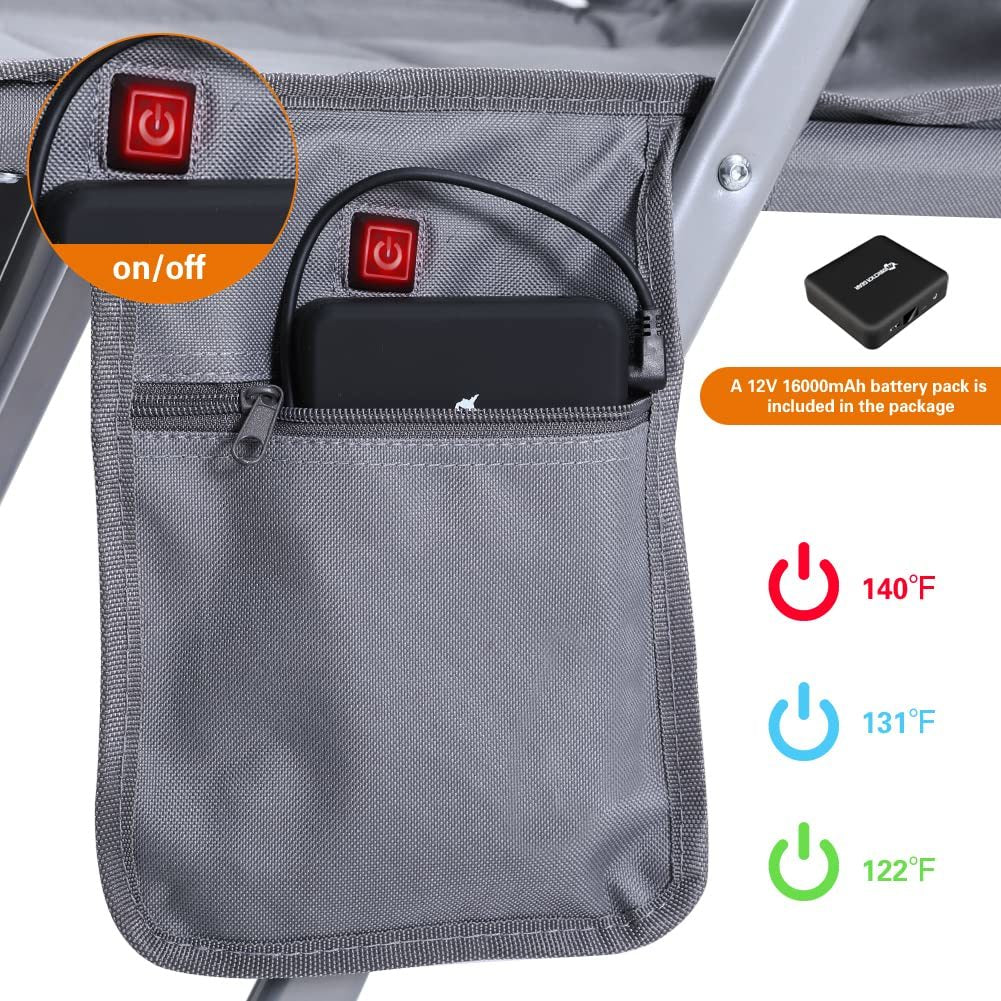 Heated Camping Chair, Ultimate Comfort with 12V Battery Power