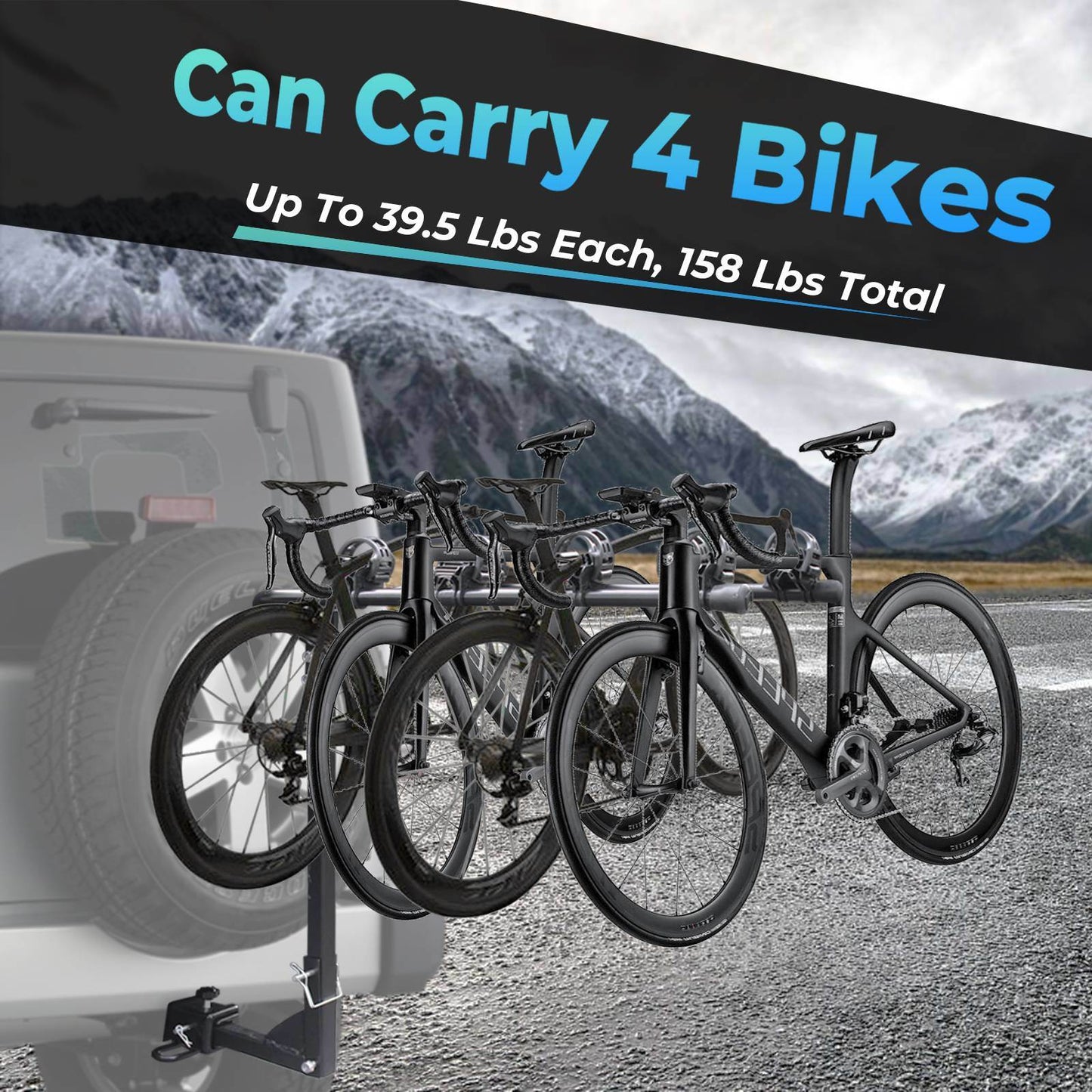 Heavy-Duty Hitch Mount Bike Rack: 2-4 Bikes