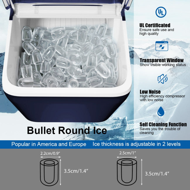 Portable Countertop Ice Maker, Rapid 8.5-Minute Ice Production