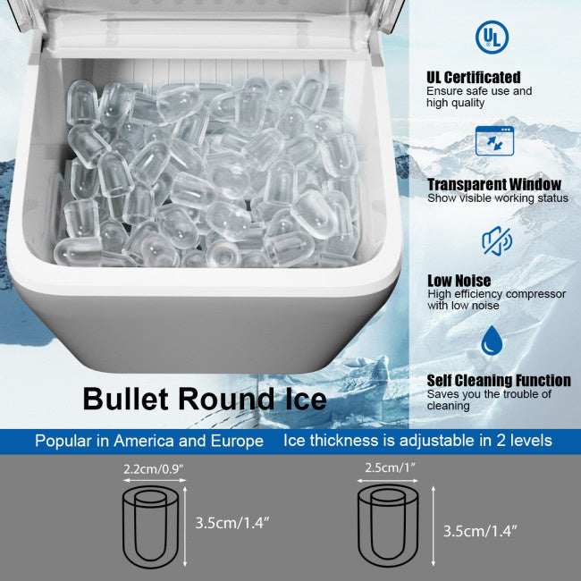 Portable Countertop Ice Maker, Rapid 8.5-Minute Ice Production