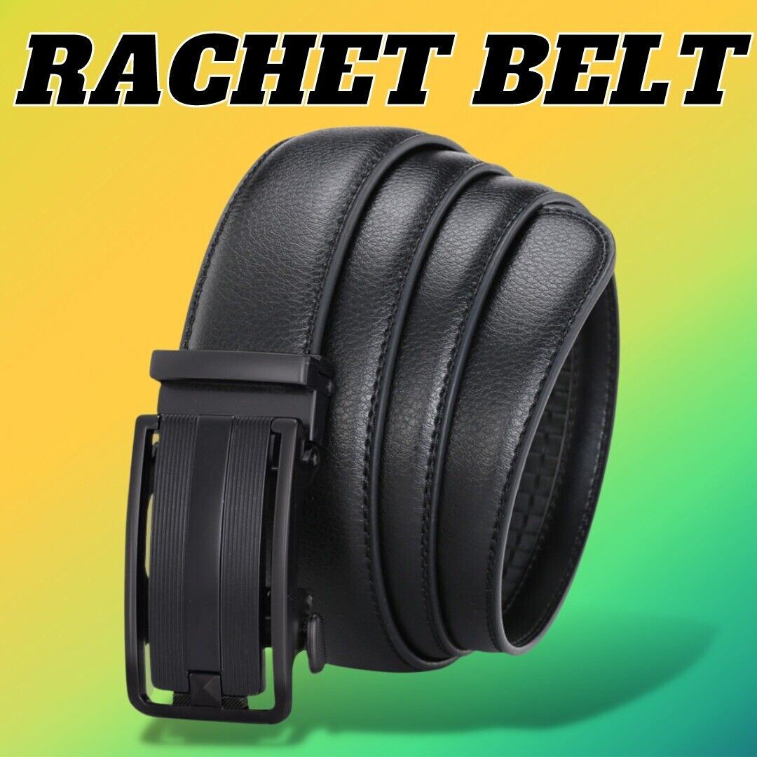 Men's Ratchet Belt Leather With Slide Buckle