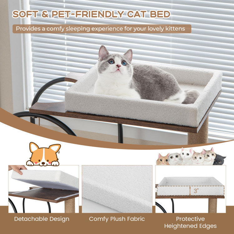 47-Inch Tall Cat Tree Tower with Metal Frame, Cozy Perch & Scratch Posts