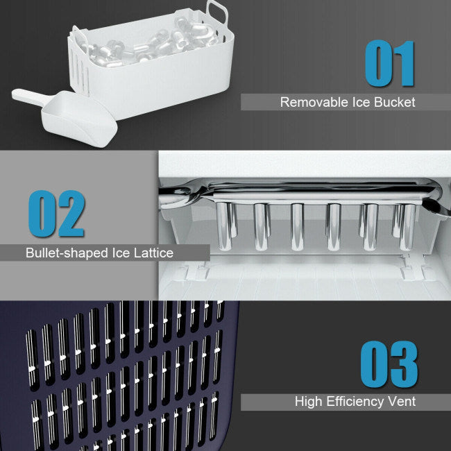 Portable Countertop Ice Maker, Rapid 8.5-Minute Ice Production