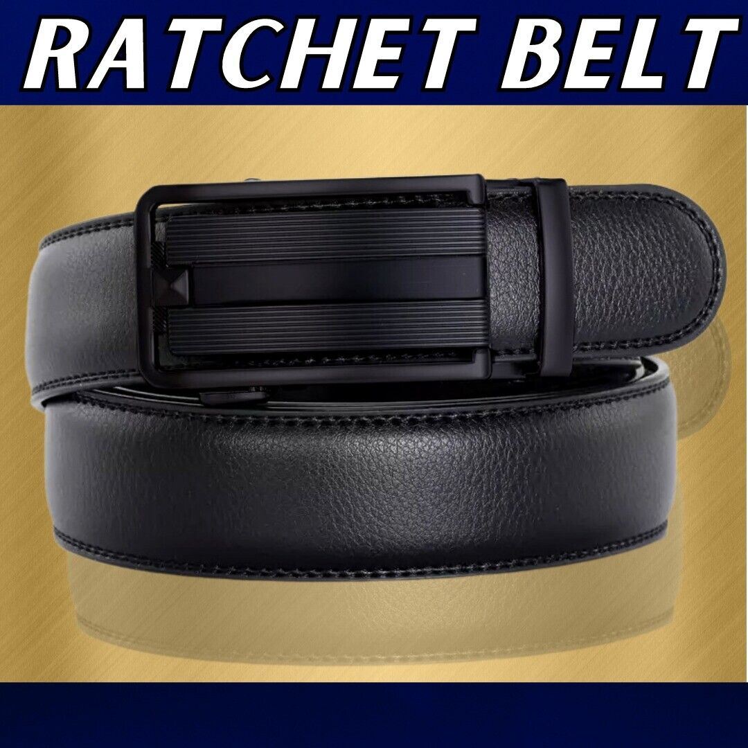 Men's Ratchet Belt Leather With Slide Buckle
