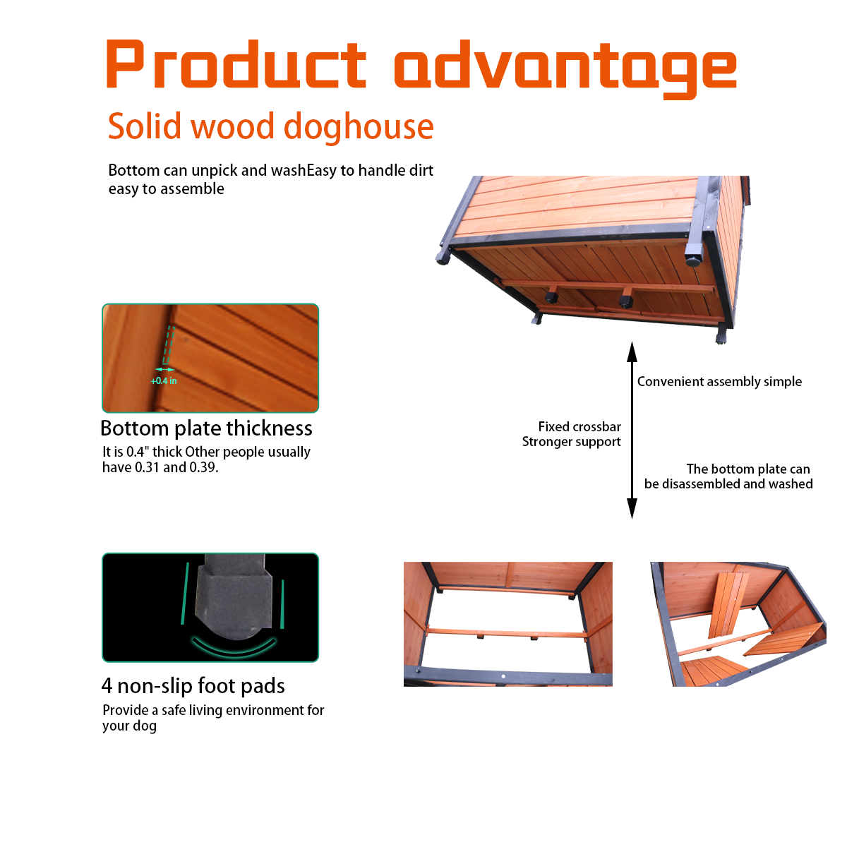 46" Wooden Dog House: Weatherproof, Stylish, and Durable for Large Dogs