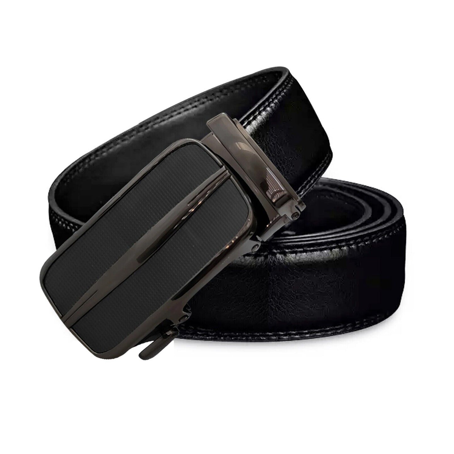 Microfiber Leather Mens Ratchet Belt, Adjustable Size, Slide Buckle