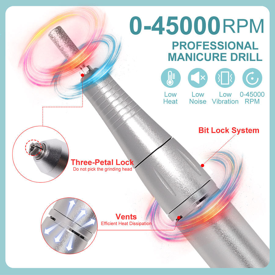 Portable Nail Drill Machine - 45000RPM Rechargeable E-File