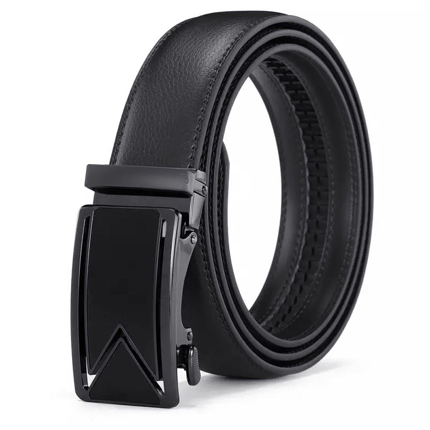 Microfiber Leather Mens Ratchet Belt, Adjustable Automatic Buckle