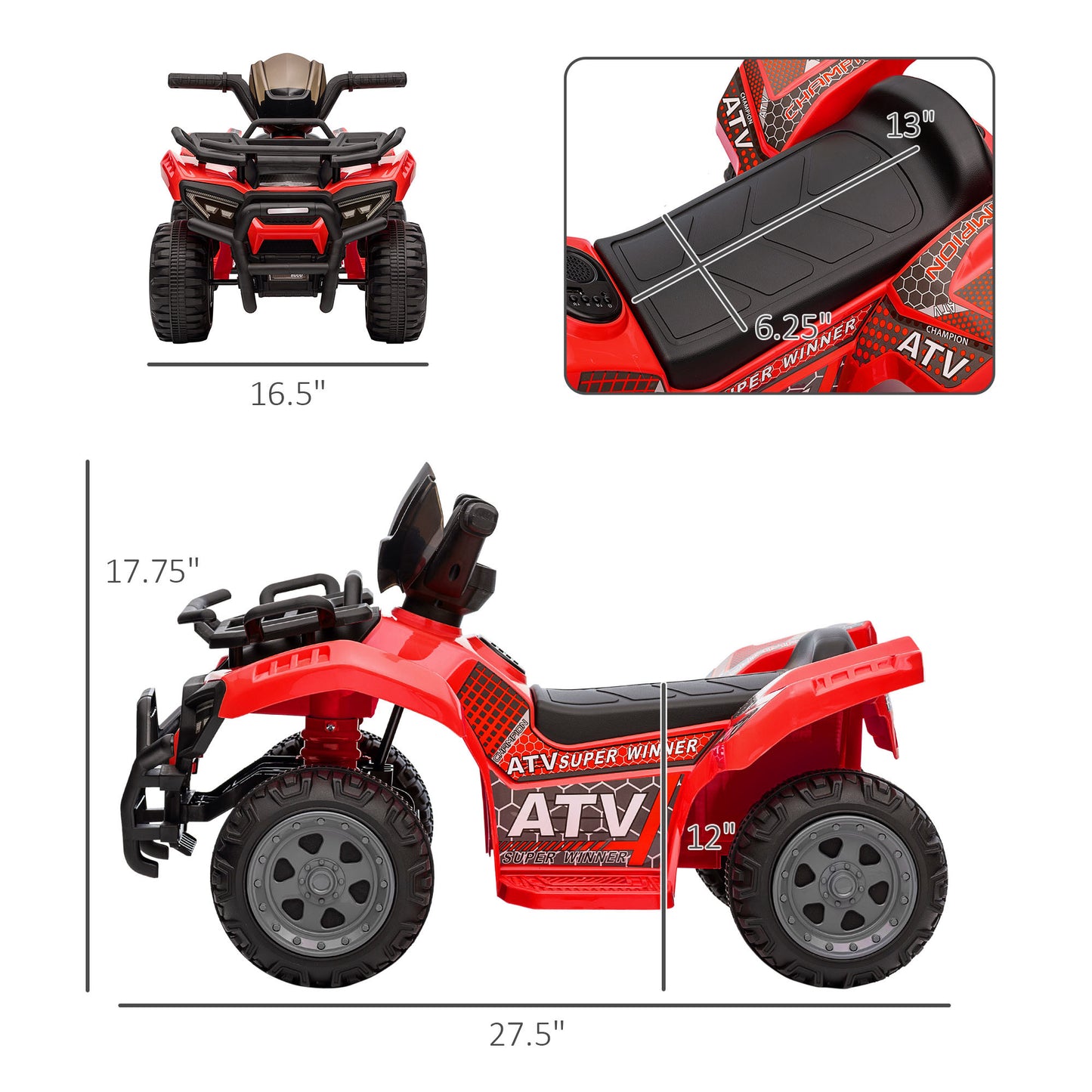 Kids Ride-on ATV Four Wheeler for Ages 18-36 Months