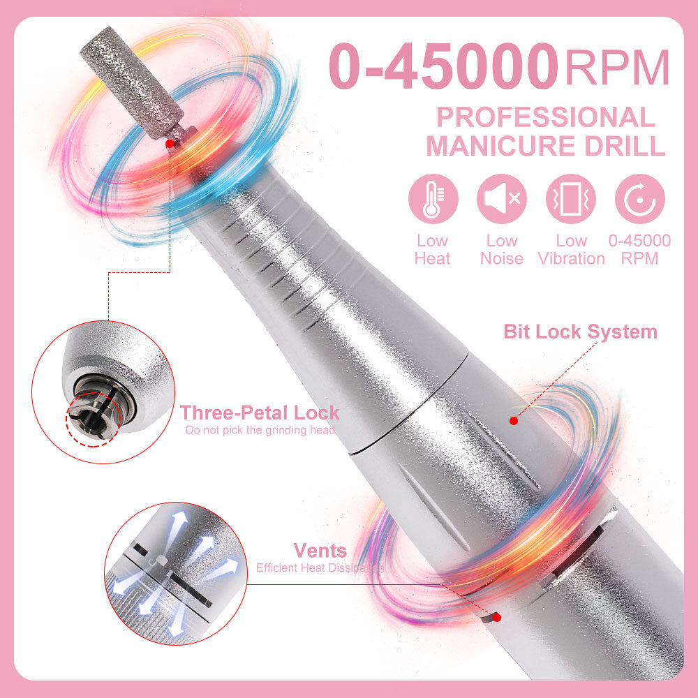 Portable Nail Drill Machine - 45000RPM Rechargeable E-File