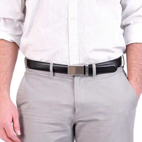 Microfiber Leather Mens Ratchet Belt, Adjustable Automatic Buckle