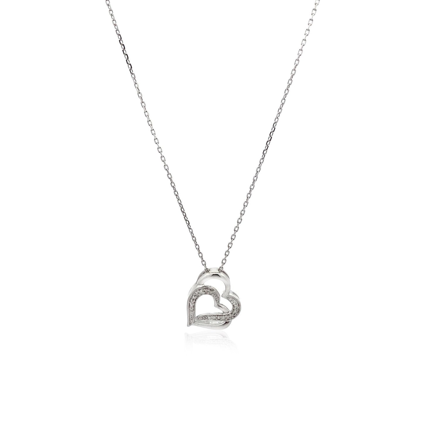 Intricate Heart Pendant: Sterling Silver & Diamond Elegance