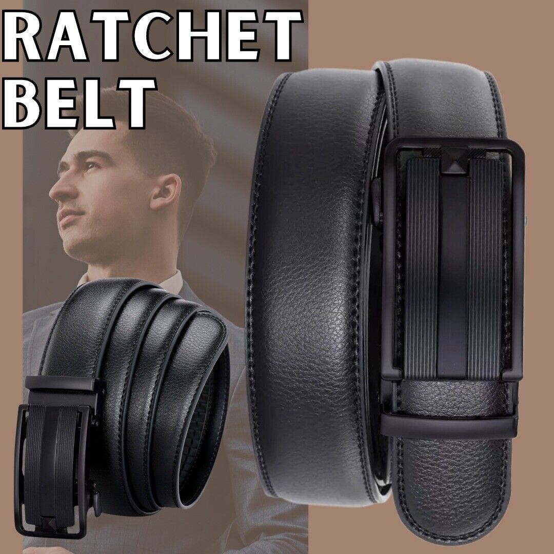Men's Ratchet Belt Leather With Slide Buckle