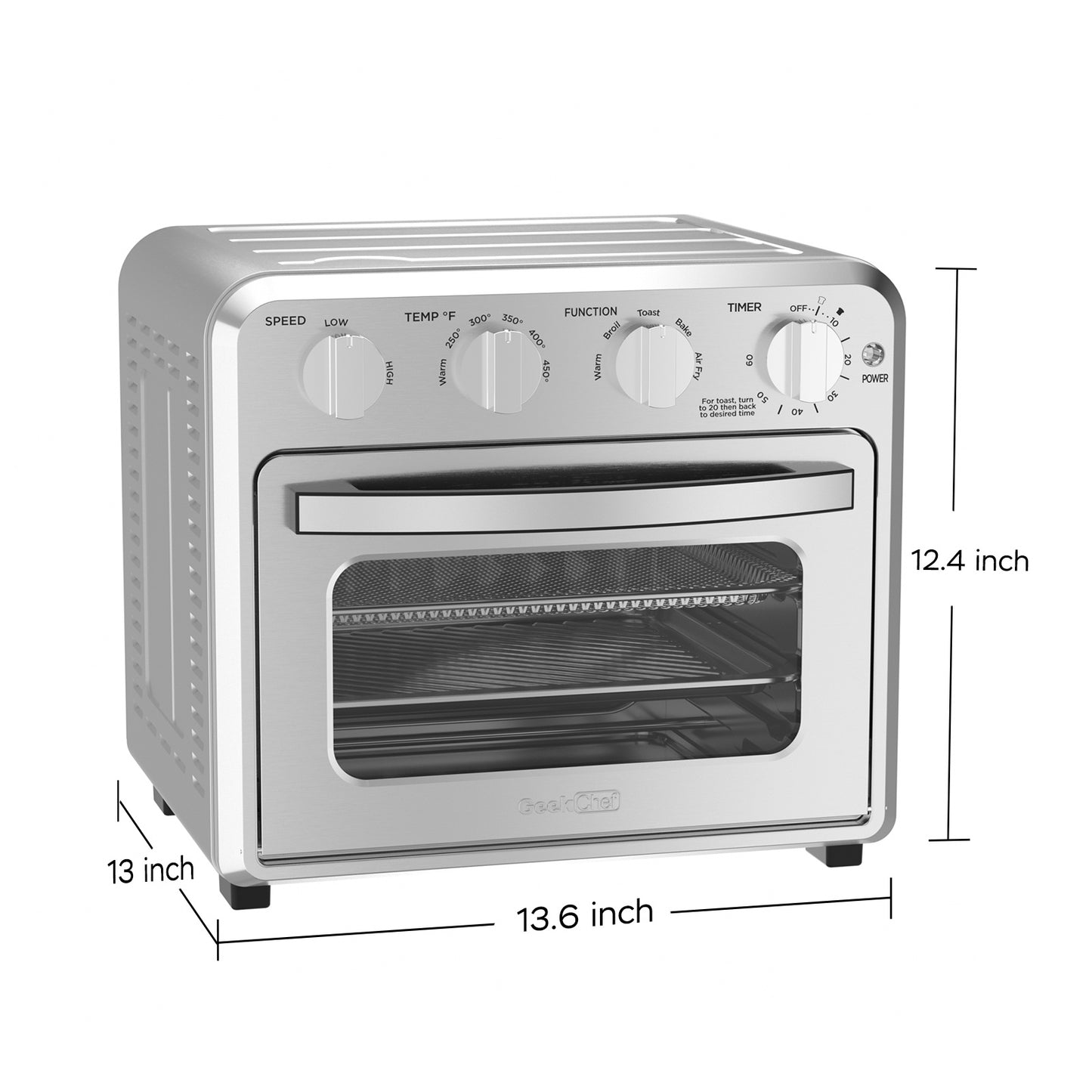 16QT Air Fryer Toaster Oven Combo, Stainless Steel