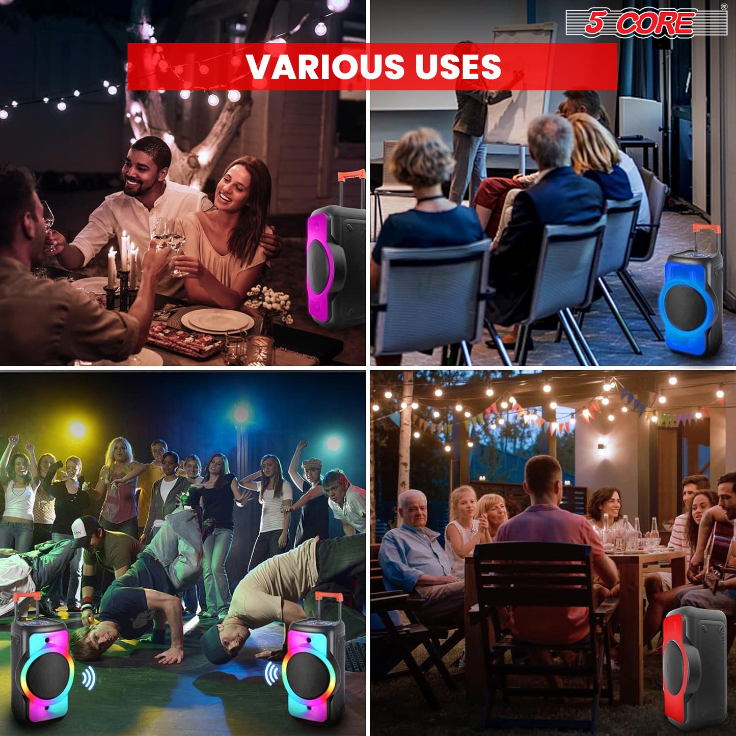 500W Karaoke Machine & Portable Bluetooth Speaker with DJ Lights