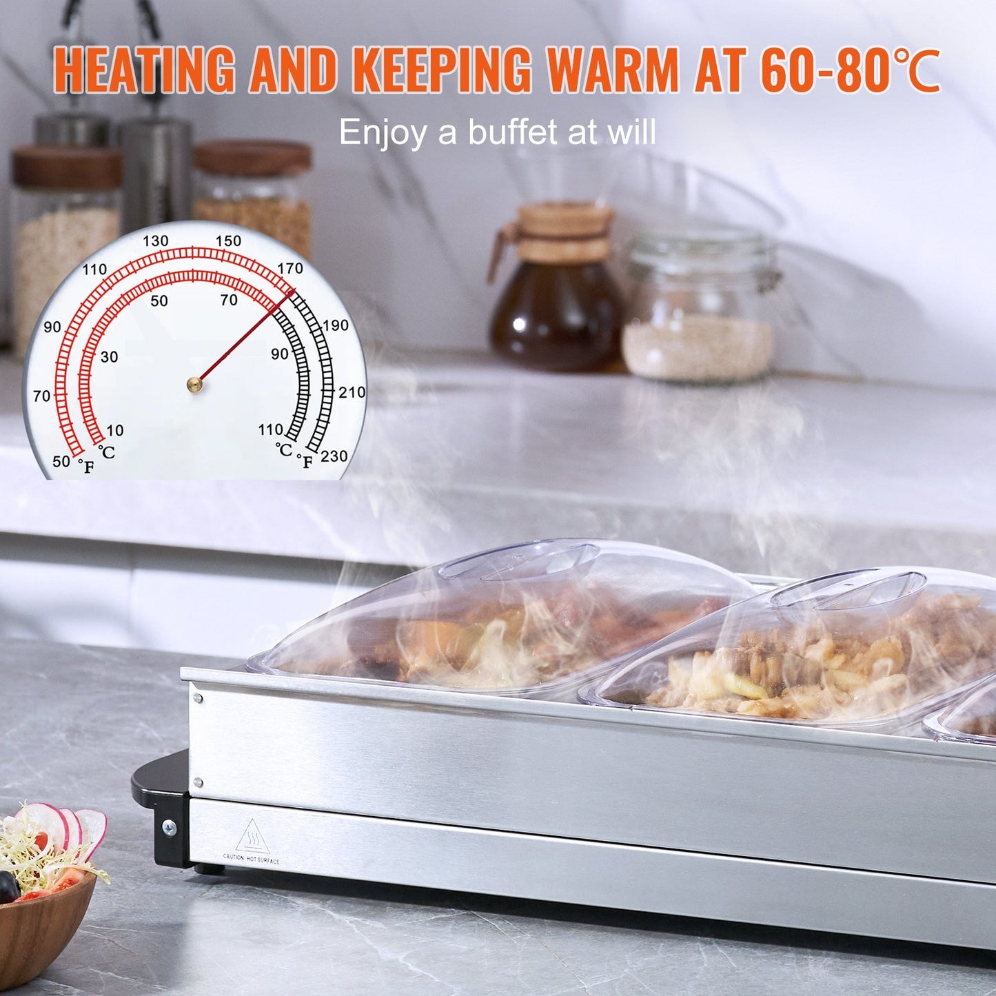Electric Buffet Server & Food Warmer: Quick Heat, Temp Control, Stainless Steel
