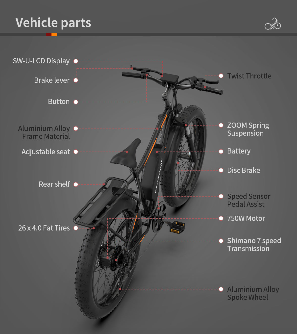 26" Electric Bike: 750W Power & Removable Battery