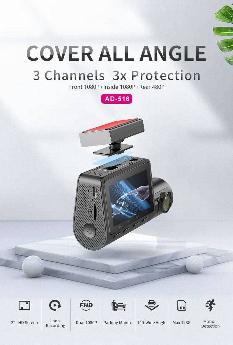 3-Channel Dash Cam: Triple Lens for Ultimate Coverage