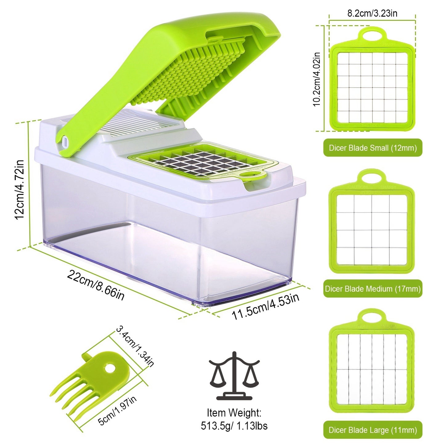 Vegetable Slicer Set, Quick, Multi-Functional Dicer with 3 Blades