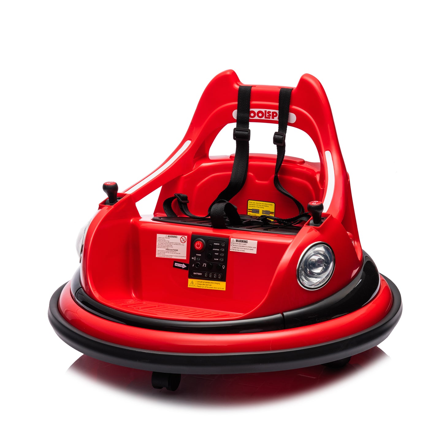 12V Ride-On Bumper Car for Kids - Remote Control, LED Lights & 360Spin, Red