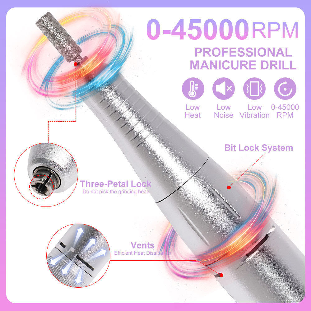 Portable Nail Drill Machine - 45000RPM Rechargeable E-File