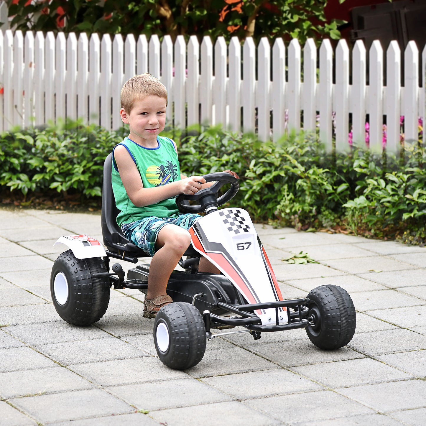 Pedal Go Kart for Kids - Adjustable Seat, Handbrake & Shift Lever