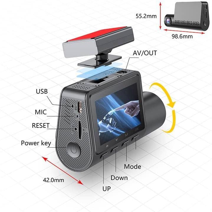Dual Front & Rear Dash Cam: 2K QHD + 1080p, 140 Degrees, Wide Angle & GPS
