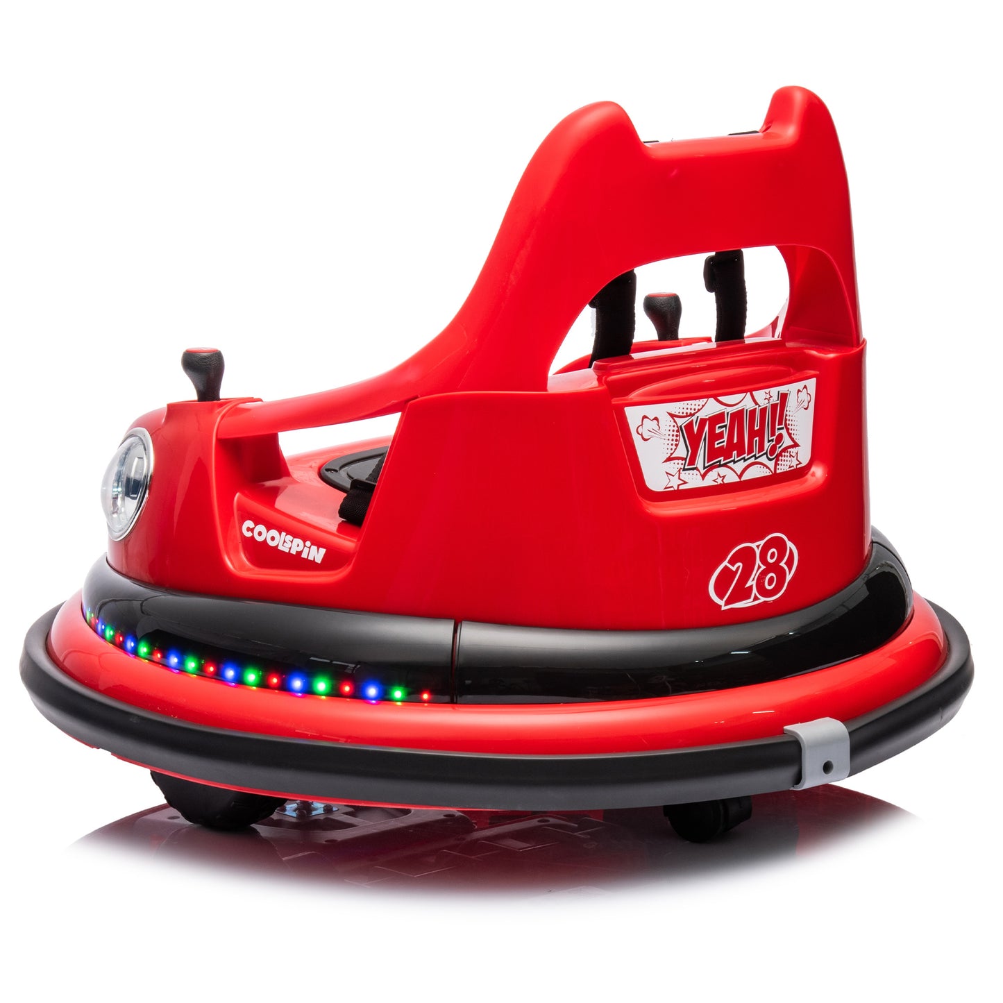 12V Ride-On Bumper Car for Kids - Remote Control, LED Lights & 360Spin, Red