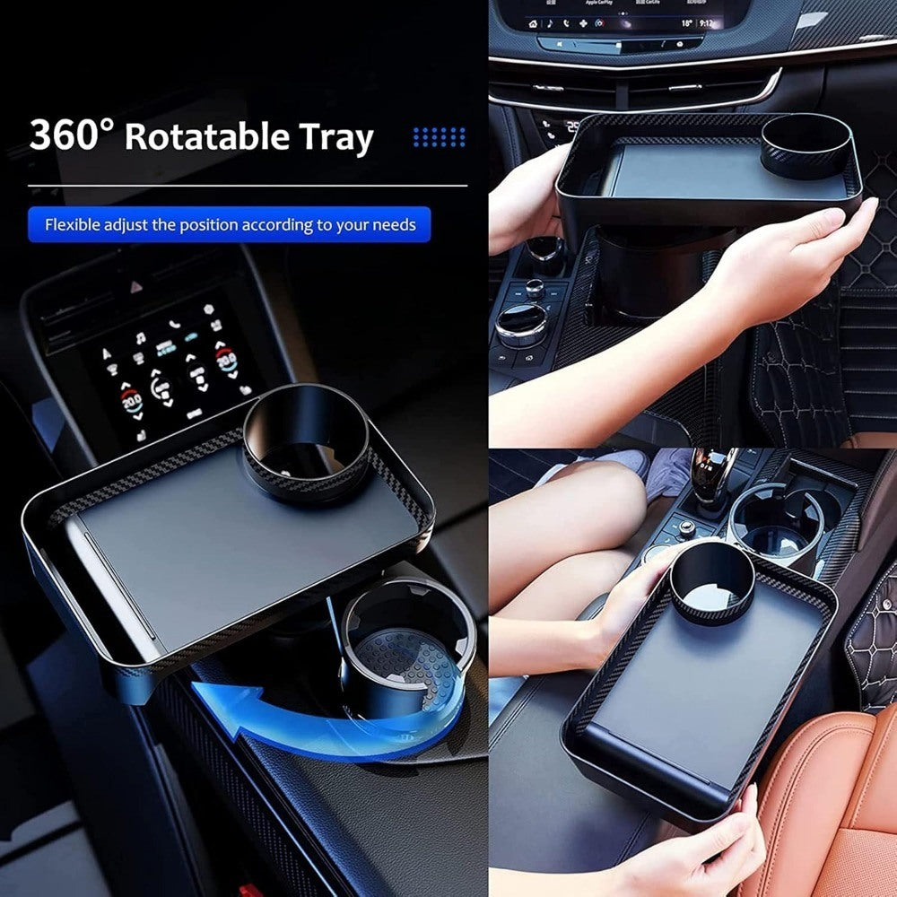 Revolutionary Car Cup Holder Expander with 360 Degree Tray