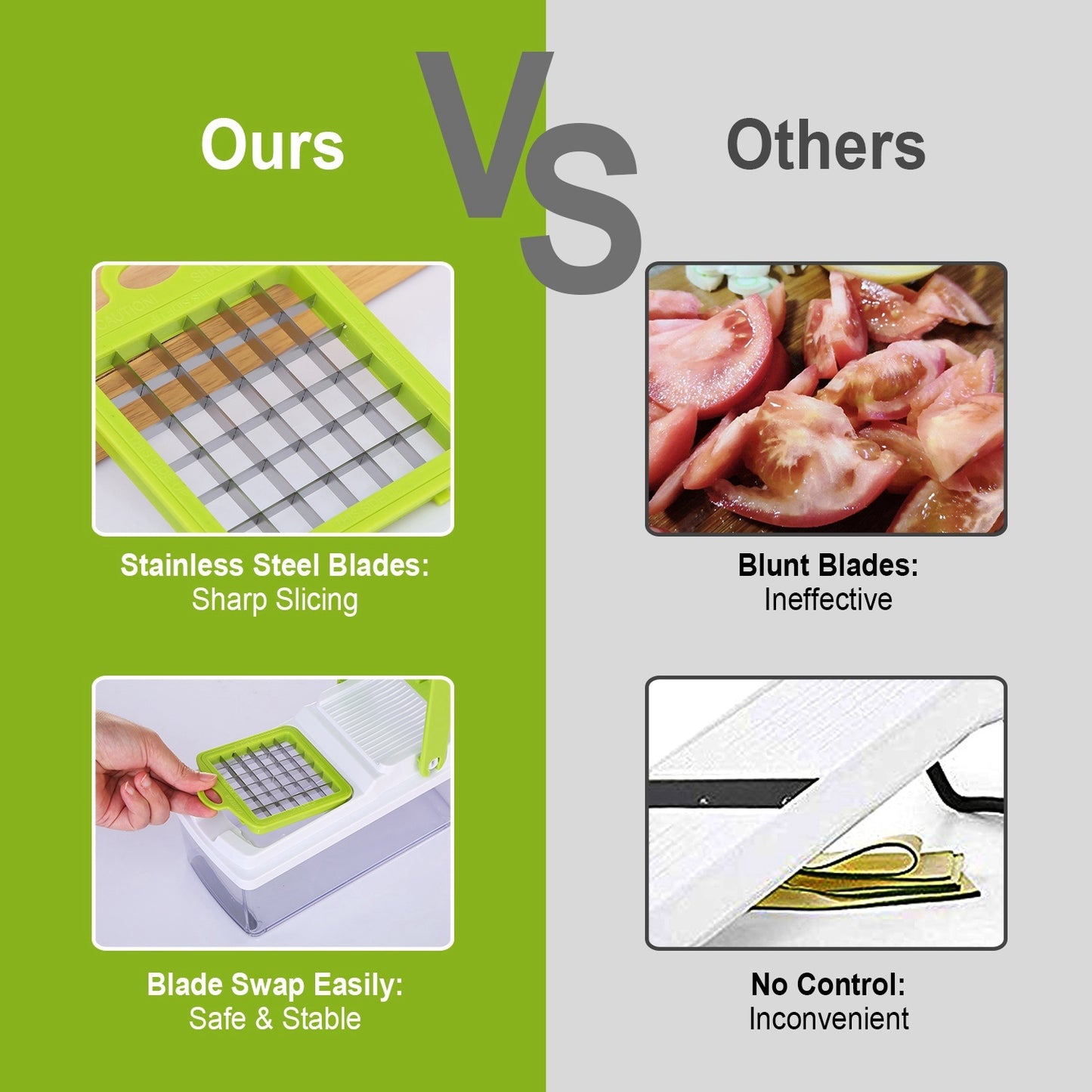 Vegetable Slicer Set, Quick, Multi-Functional Dicer with 3 Blades