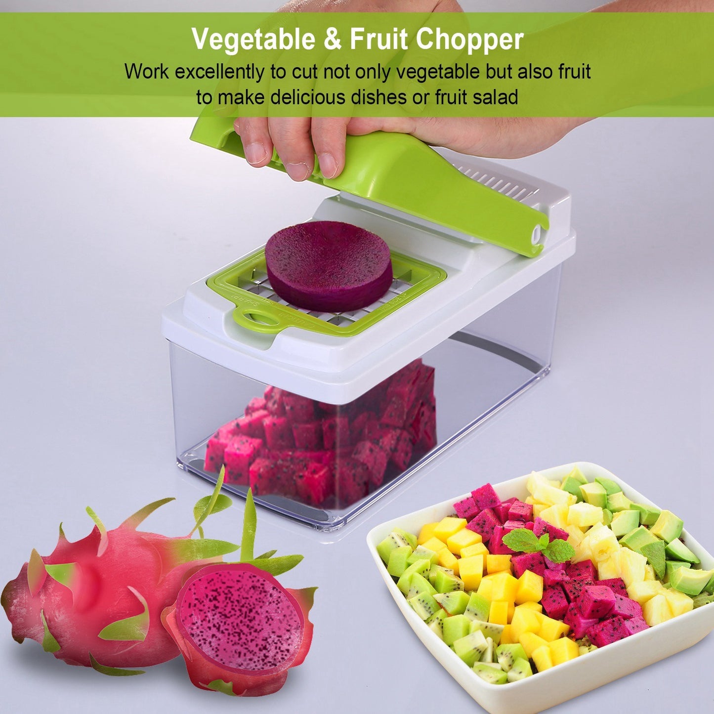 Vegetable Slicer Set, Quick, Multi-Functional Dicer with 3 Blades