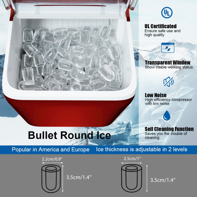 Portable Countertop Ice Maker, Rapid 8.5-Minute Ice Production