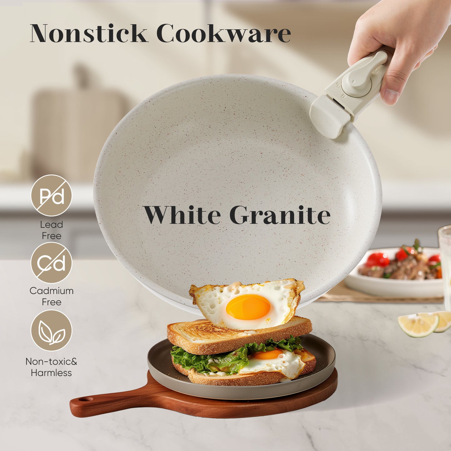 12 Pc Nonstick Pots and Pans Set with Detachable Handles