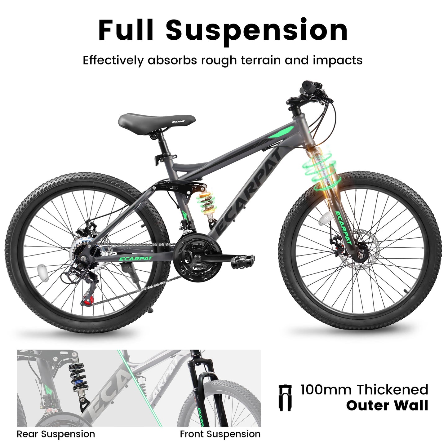 Mountain Bike - 21-Speed Full Suspension for All Terrains
