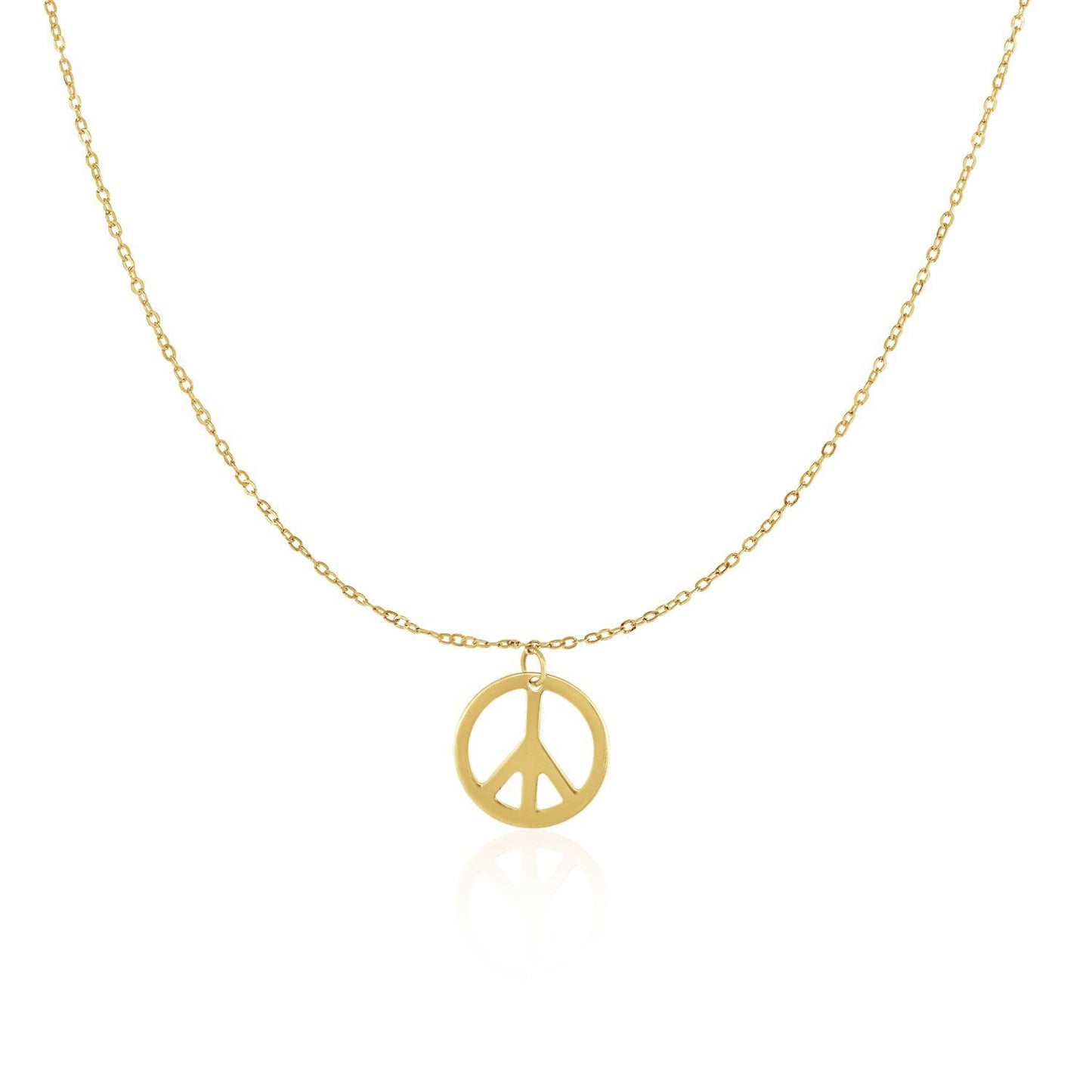 14k Yellow Gold Peace Symbol Pendant