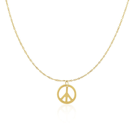 14k Yellow Gold Peace Symbol Pendant