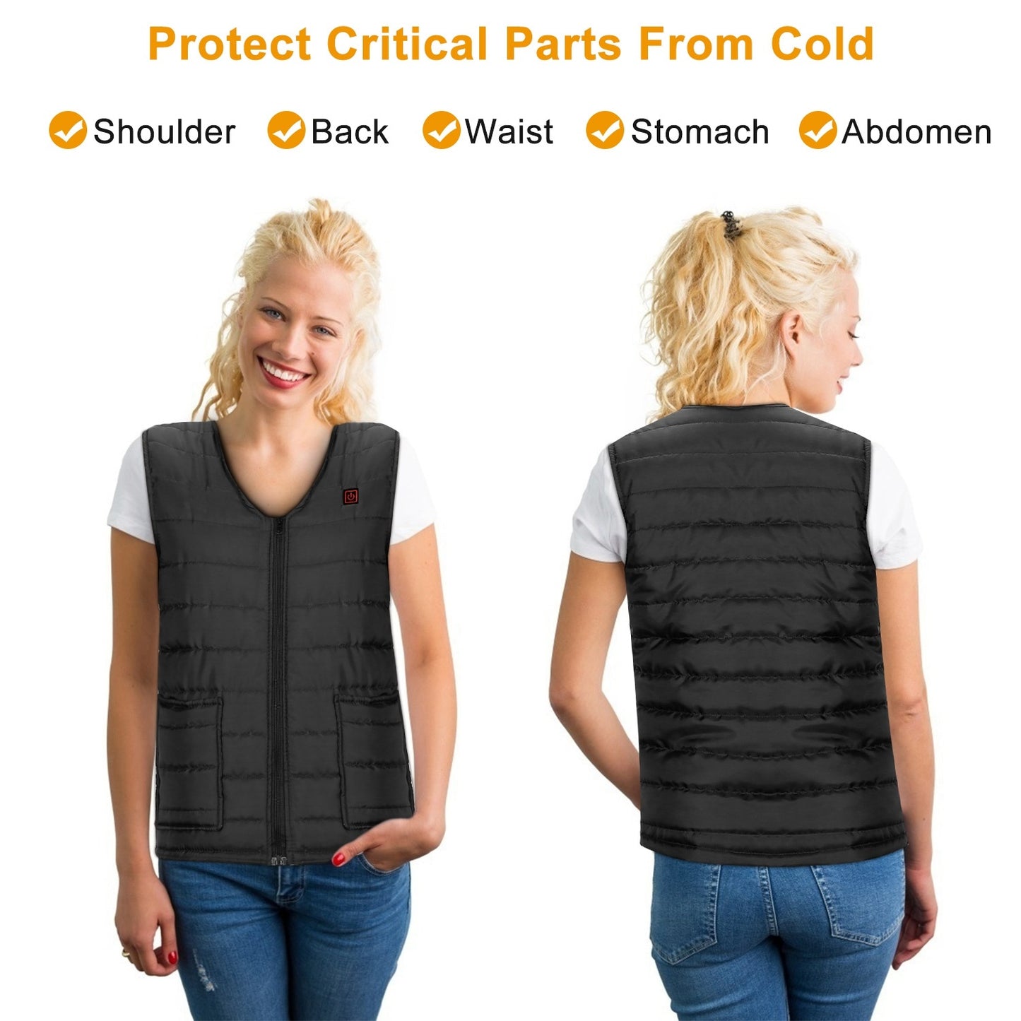 USB Heated Vest - 5 Heating Pads & Adjustable Temperature for Men and Women