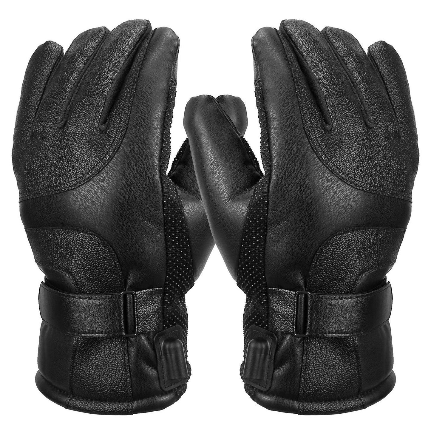 Electric Heated Gloves USB Plug Touchscreen Thermal Gloves Leather Windproof Winter Hands Warmer Unisex