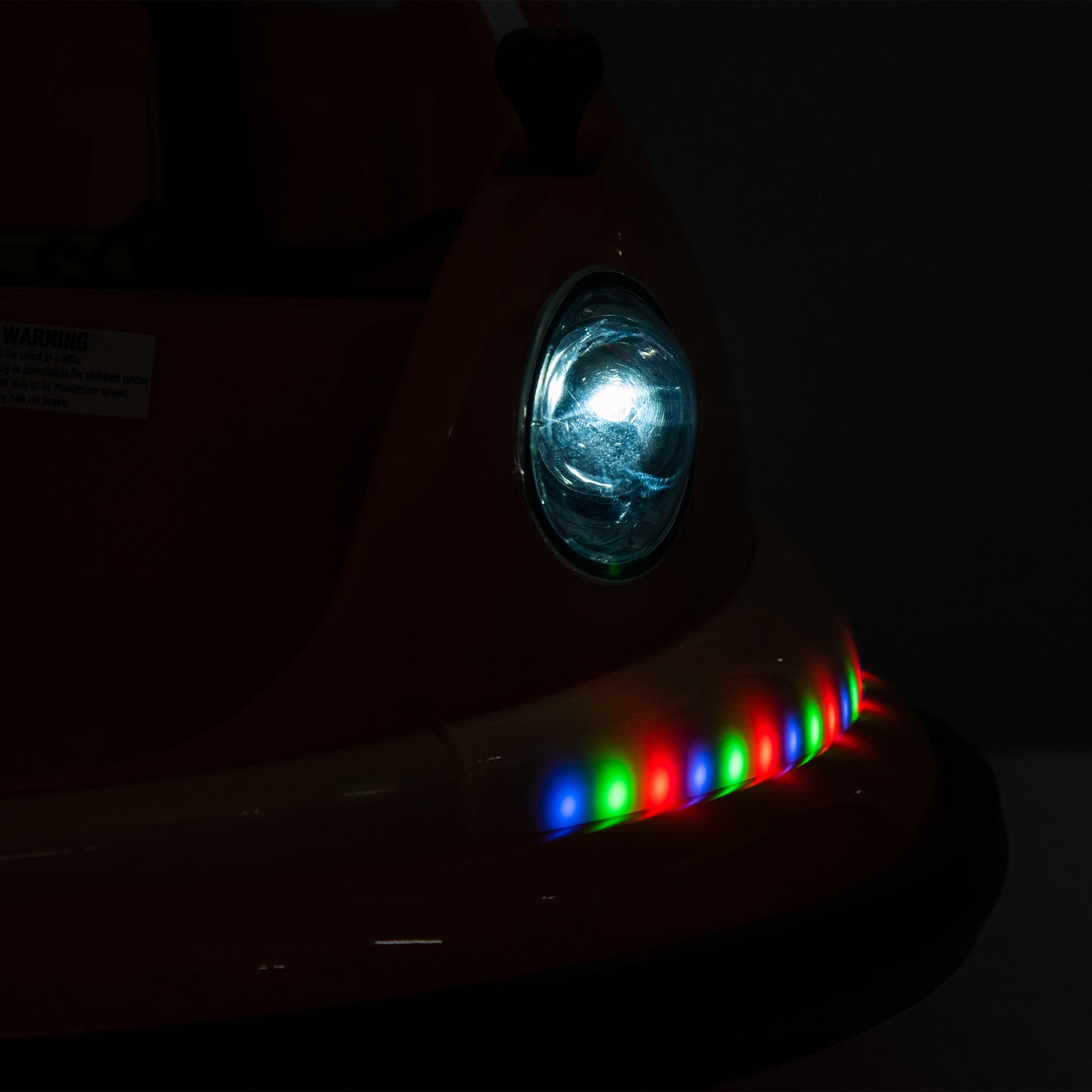 12V Ride-On Bumper Car for Kids - Remote Control, LED Lights & 360 Spin, Orange