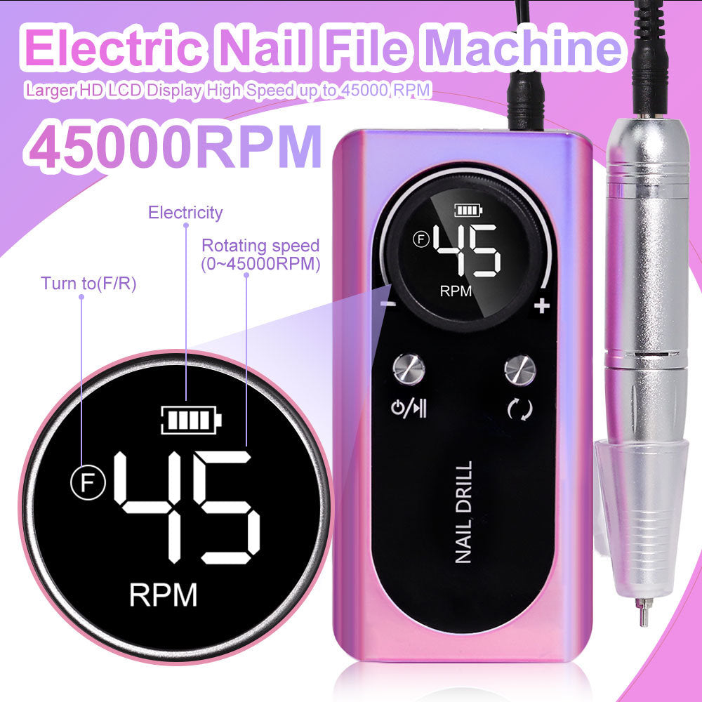 Portable Nail Drill Machine - 45000RPM Rechargeable E-File