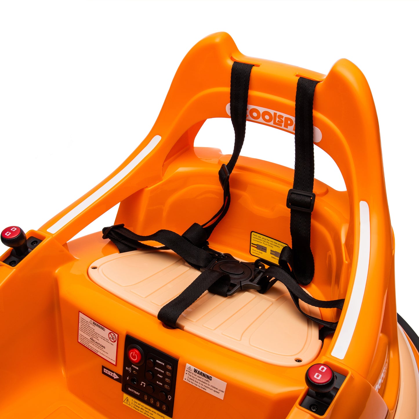 12V Ride-On Bumper Car for Kids - Remote Control, LED Lights & 360 Spin, Orange