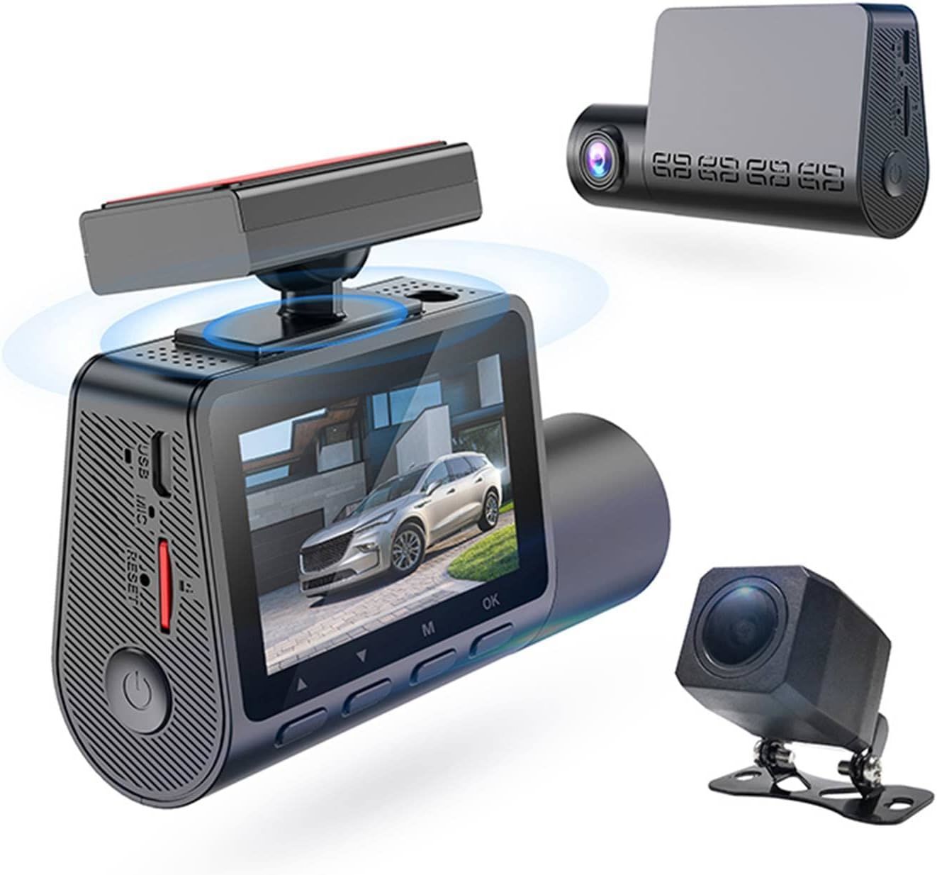 Dual Front & Rear Dash Cam: 2K QHD + 1080p, 140 Degrees, Wide Angle & GPS