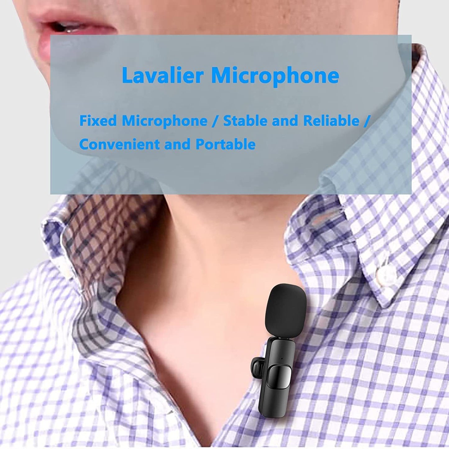 Omnidirectional Wireless Lavalier Microphone for iPhone/iPad, 65 Feet Range
