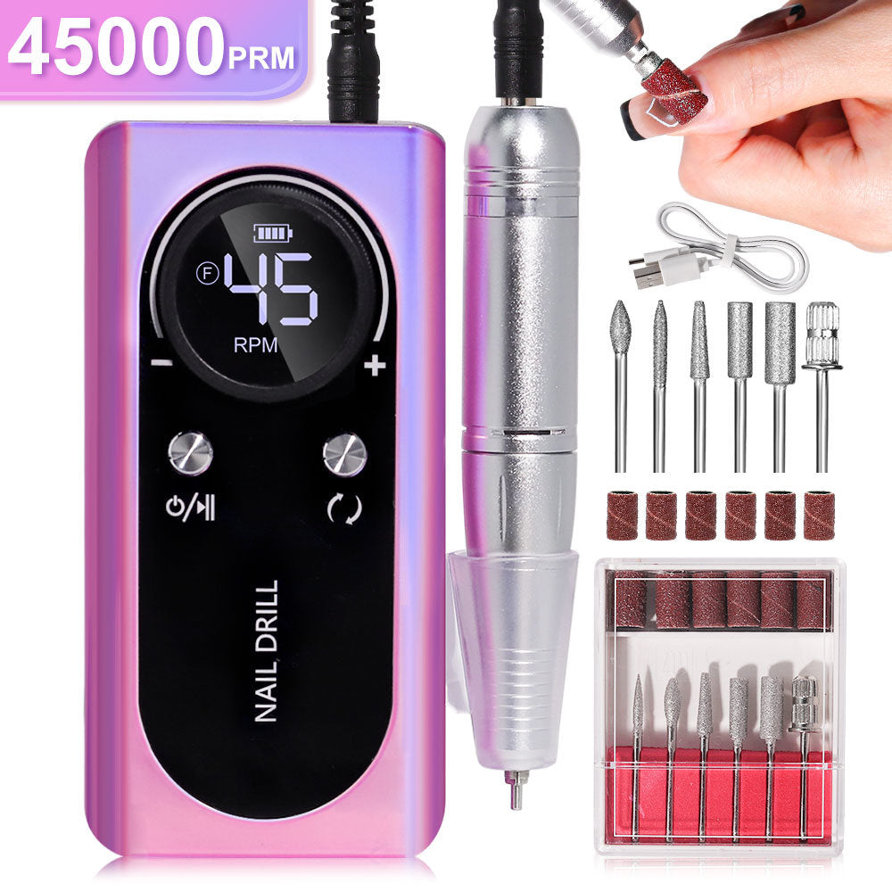 Portable Nail Drill Machine - 45000RPM Rechargeable E-File